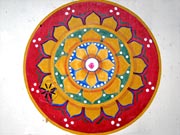 Chinese stenciled circle mural